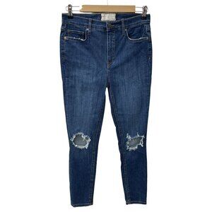 Free People Distressed Skinny Jeans High Rise Denim Cotton Stretch NWT Womens 30